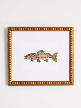 Pressed Flower Rainbow Trout Fish Wall Art Print